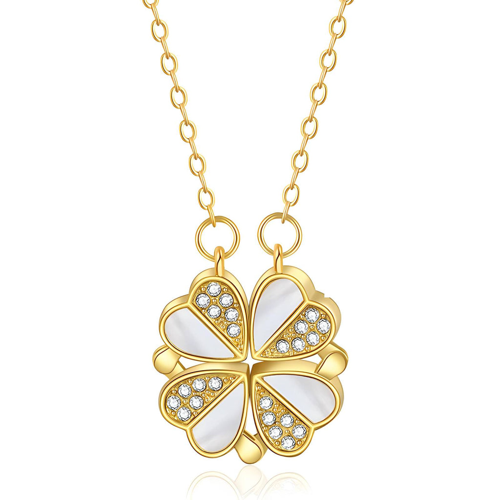 Lucky Clover Heart Pendant Necklace
