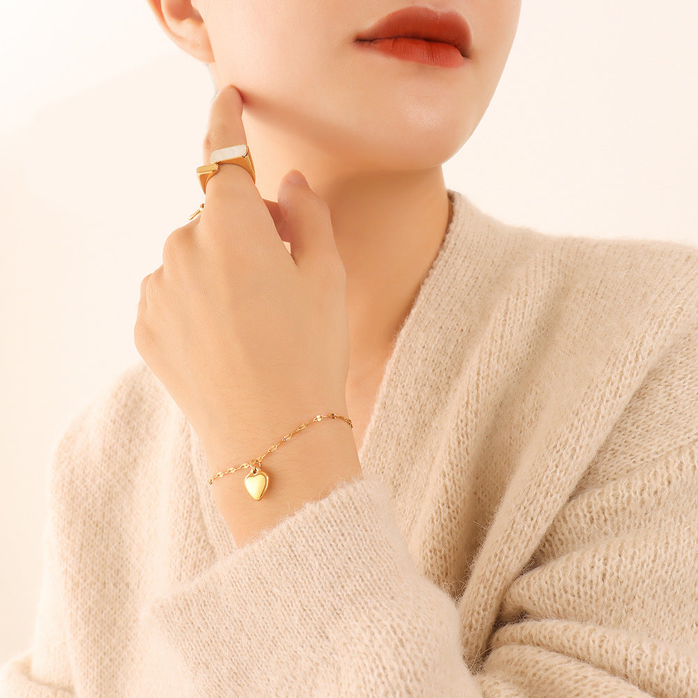Evangeline Dainty Bracelet With Heart Charm
