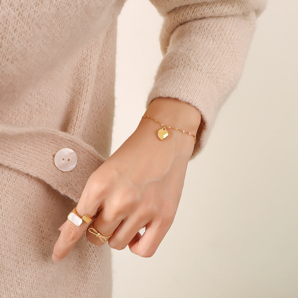 Evangeline Dainty Bracelet With Heart Charm