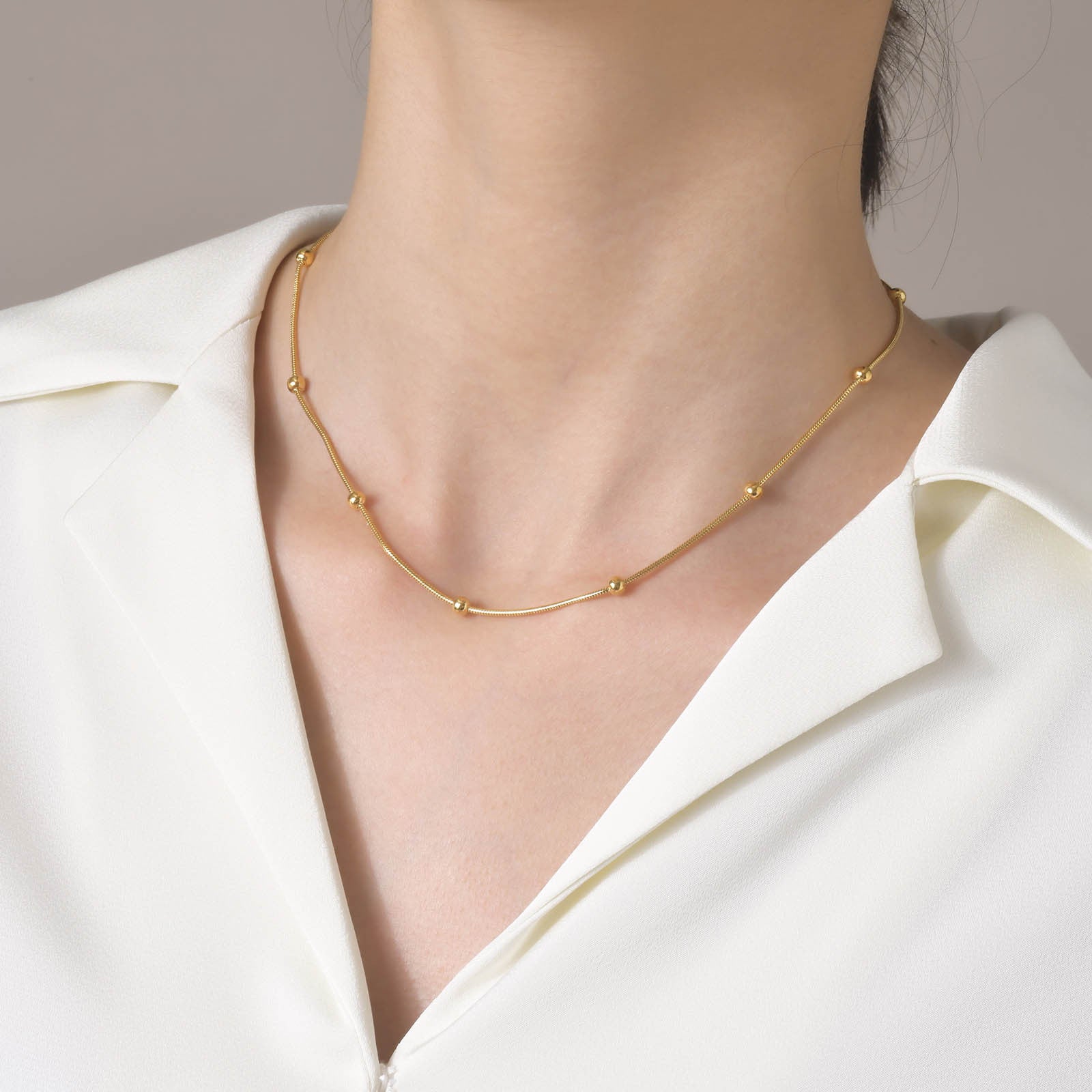 Solenne Beaded Chain Necklace