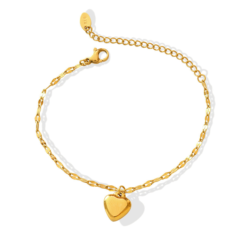 Evangeline Dainty Bracelet With Heart Charm