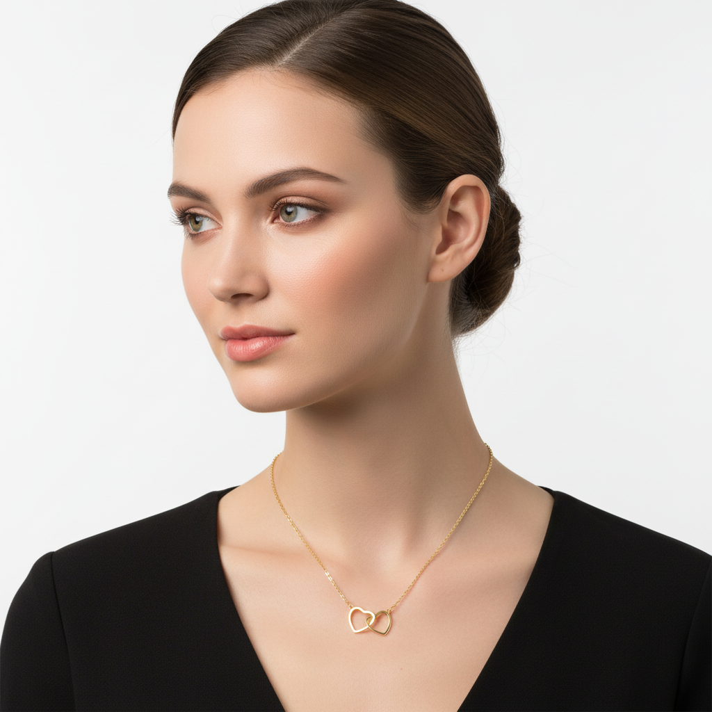 Eternal Bond Necklace Double Heart Pendant